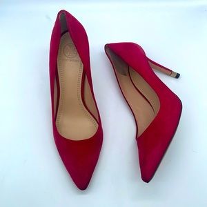 Tory Burch Red/ Kir Royal Suede leather Greenwich pump 85mm 8.5